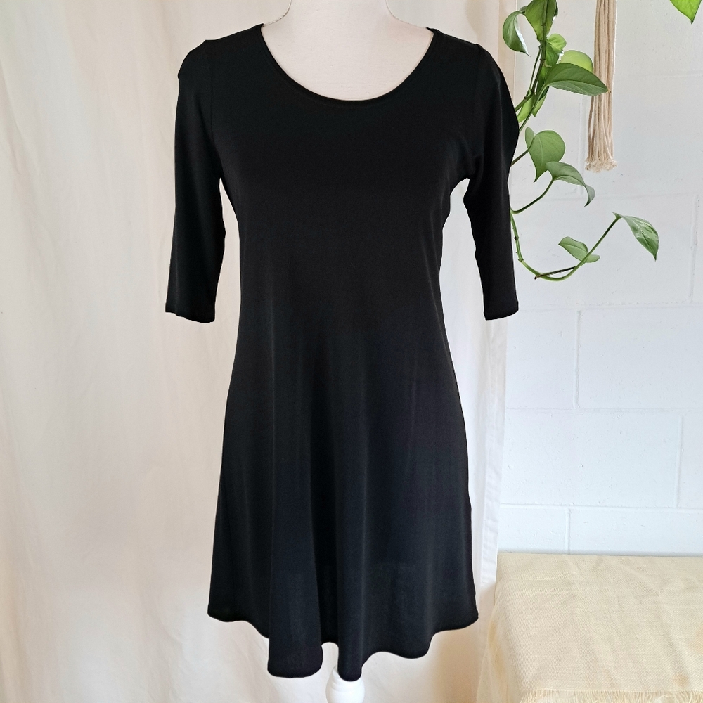 Eileen Fisher Silk Semi Sheer Short Sleeve Tunic Top Dress SzS Petite